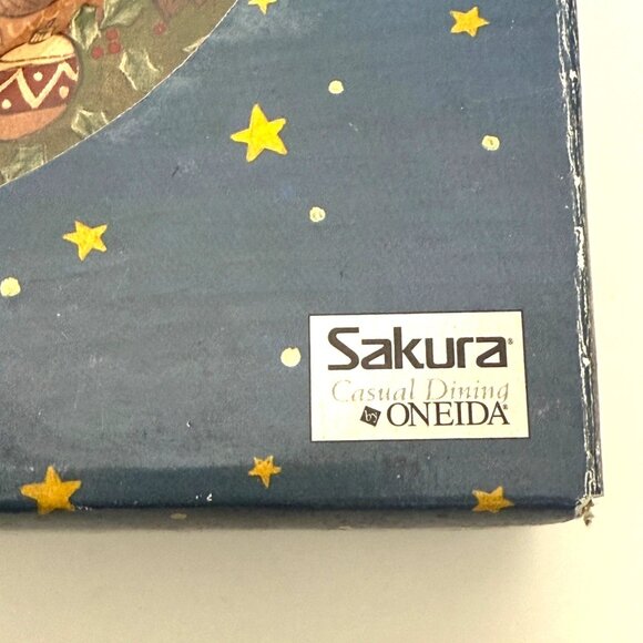 Warren Kimble Holiday Cheer Sakura Oneida Set of 4 Salad Plates Farmhouse Cat - Picture 10 of 15